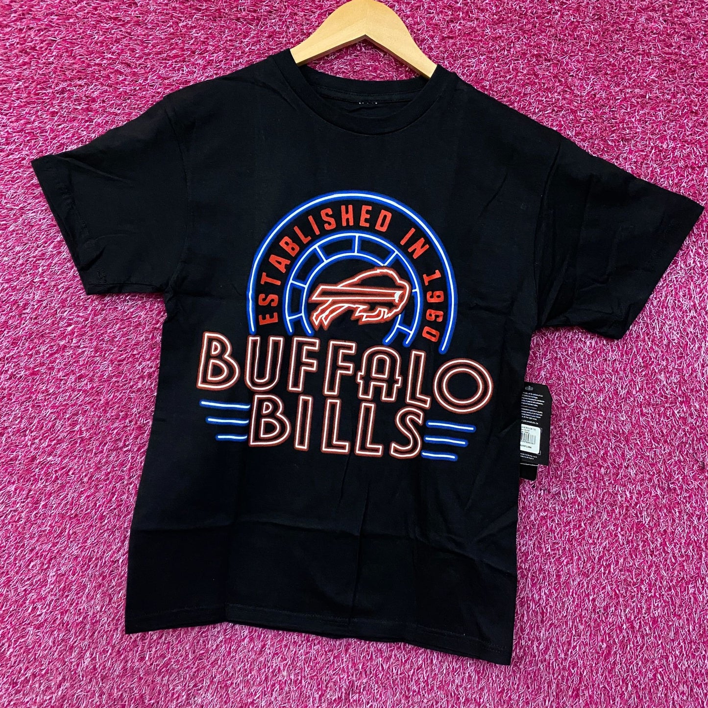 Junk Food Clothing NFL Buffalo Bills Neon Style Logo Graphic T-Shirt Small