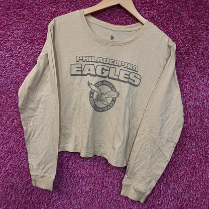 Junk Food Clothing Philadelphia Eagles Women's Brown Cropped Long-Sleeve Tee Small