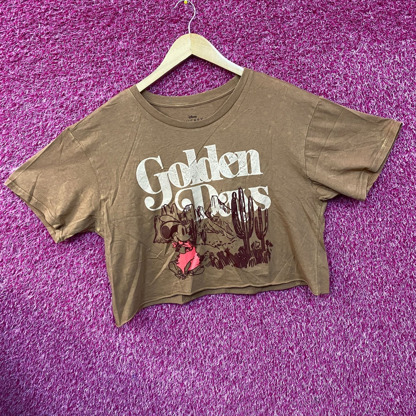 Disney Mickey Mouse Golden Days Brown Crop Top XL