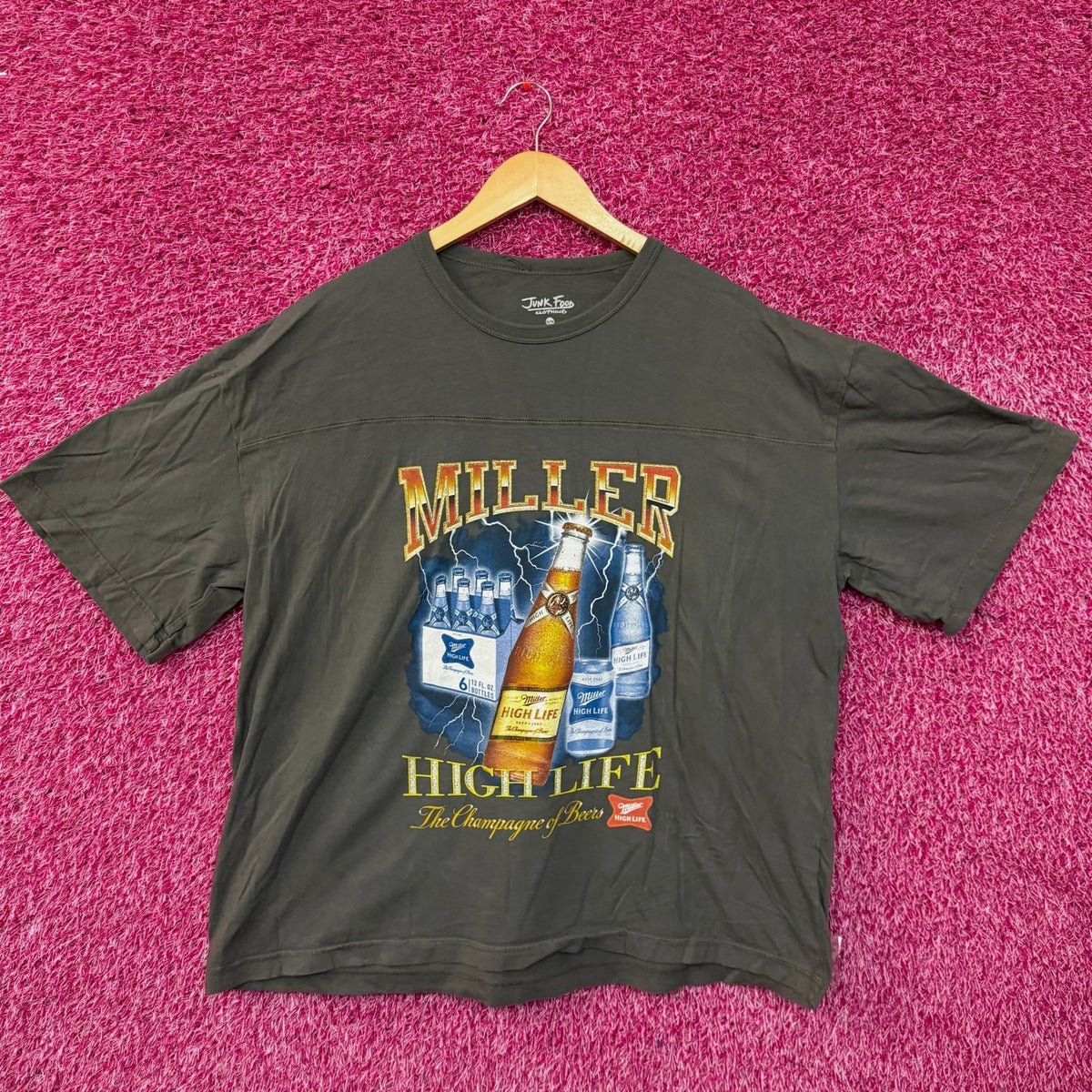 Junk Food Miller High Life Lightning Bottles Hockey Tee S/M