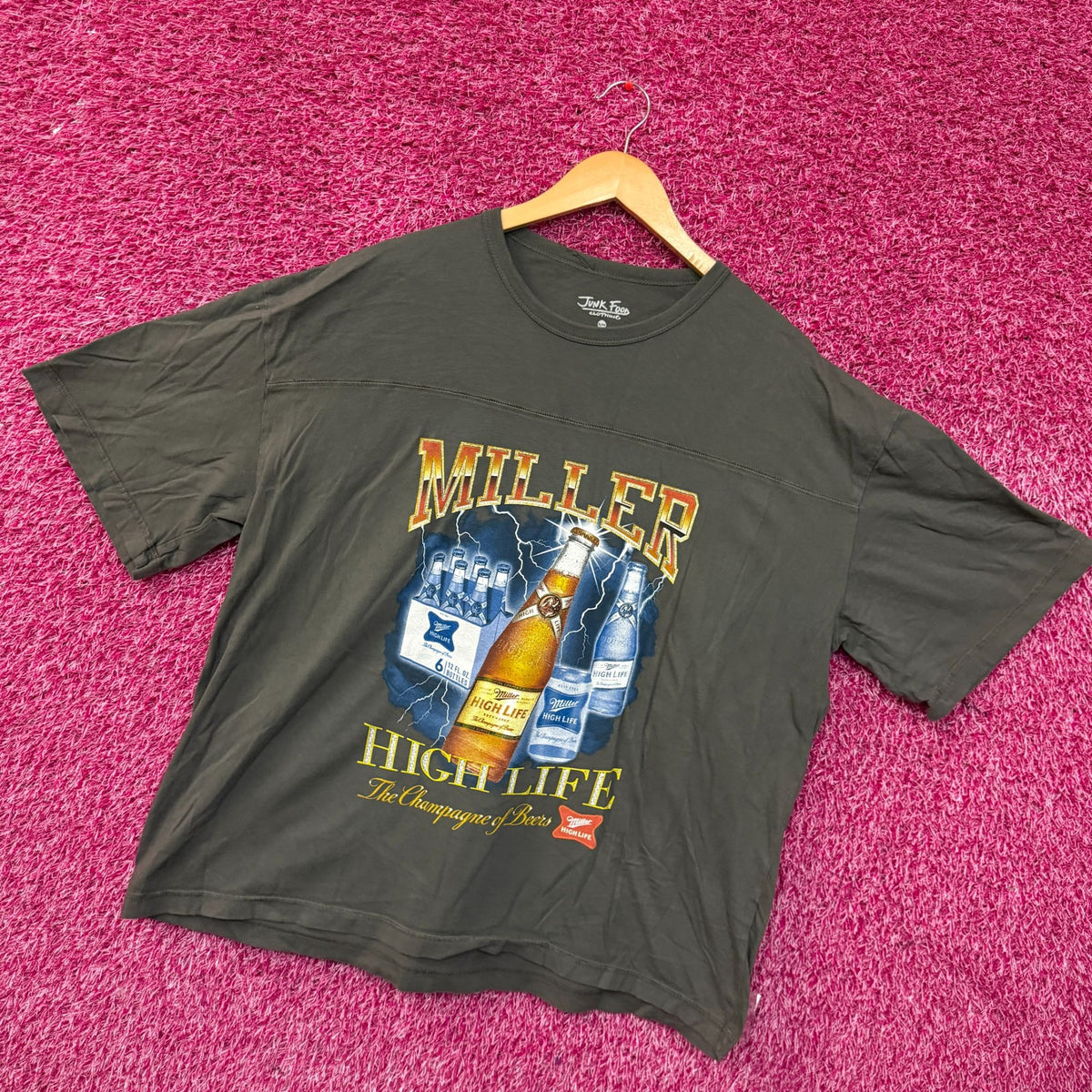 Junk Food Miller High Life Lightning Bottles Hockey Tee S/M