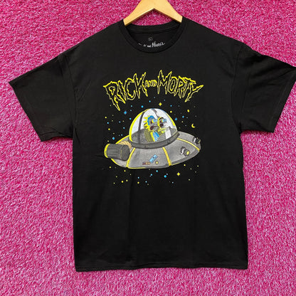 Adult Swim Rick and Morty Spaceship Graphic Design T-Shirt Large