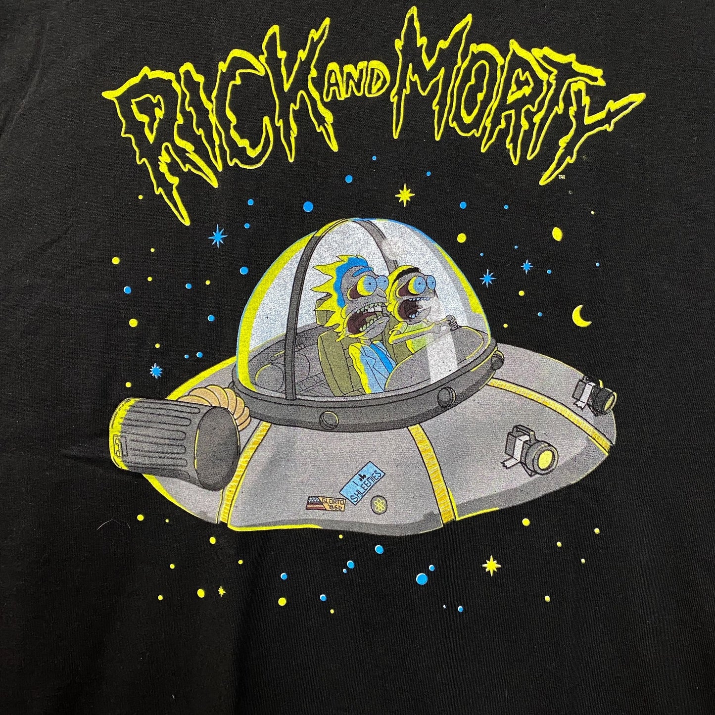 Adult Swim Rick and Morty Spaceship Graphic Design T-Shirt Large