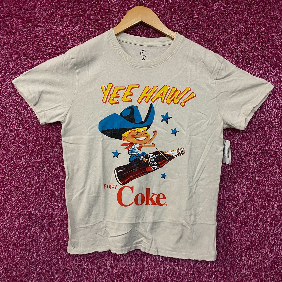 Coca-Cola Cowboy Yee Haw Retro Graphic T-Shirt Small