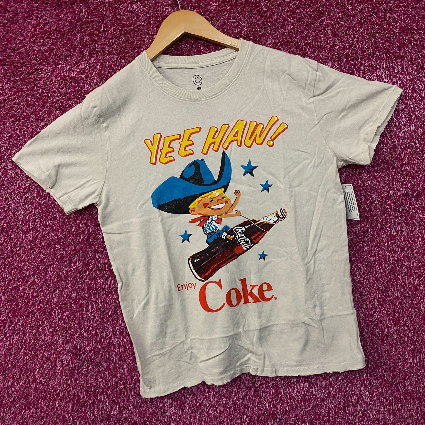 Coca-Cola Cowboy Yee Haw Retro Graphic T-Shirt Small