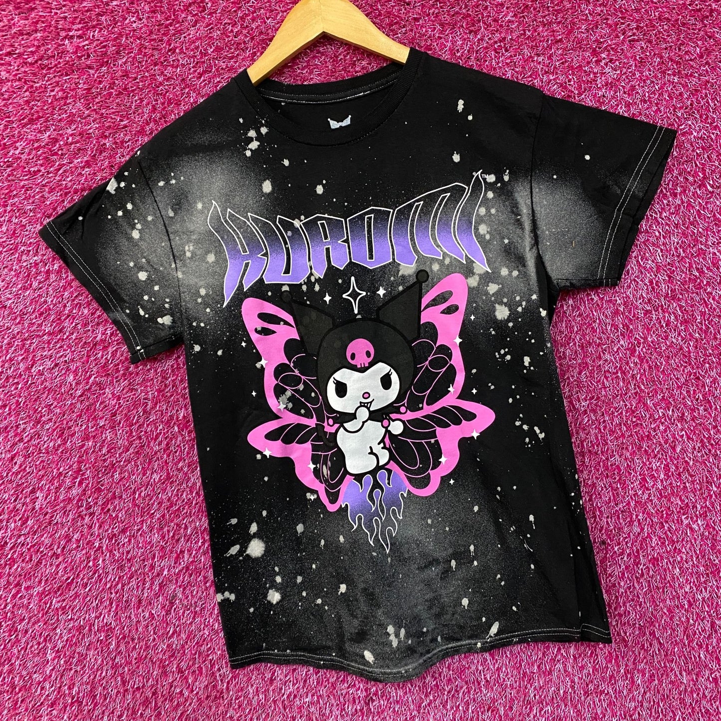 Sanrio Kuromi Butterfly Flame Tie-Dye Kawaii T-Shirt Medium