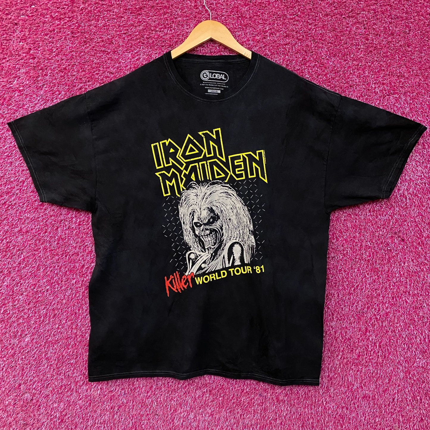Iron Maiden Killer World Tour '81 Black Tie-Dye T-Shirt Large