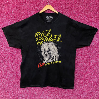 Iron Maiden Killer World Tour '81 Black Tie-Dye T-Shirt Large