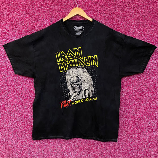 Iron Maiden Killer World Tour '81 Black Tie-Dye T-Shirt Large