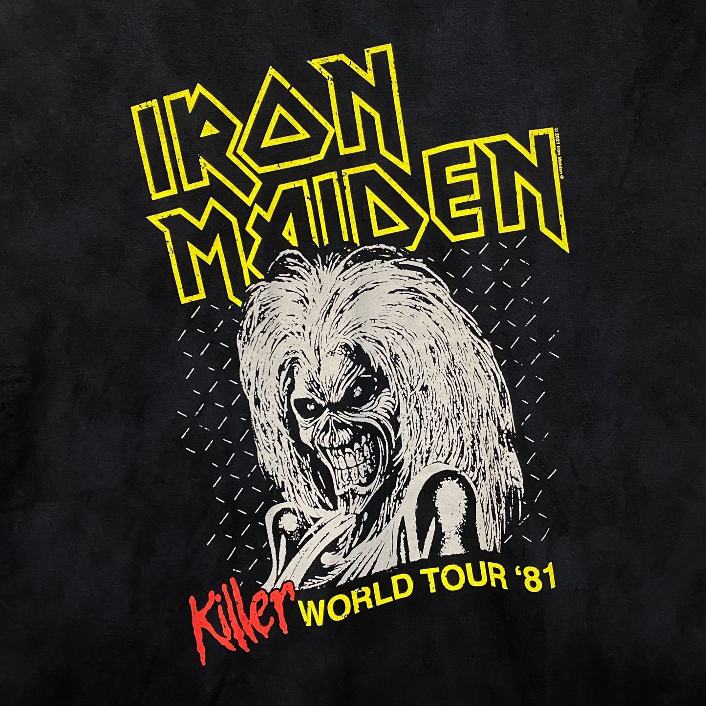 Iron Maiden Killer World Tour '81 Black Tie-Dye T-Shirt Large