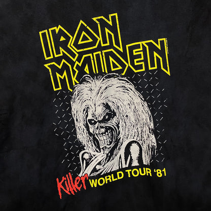 Iron Maiden Killer World Tour '81 Black Tie-Dye T-Shirt Large