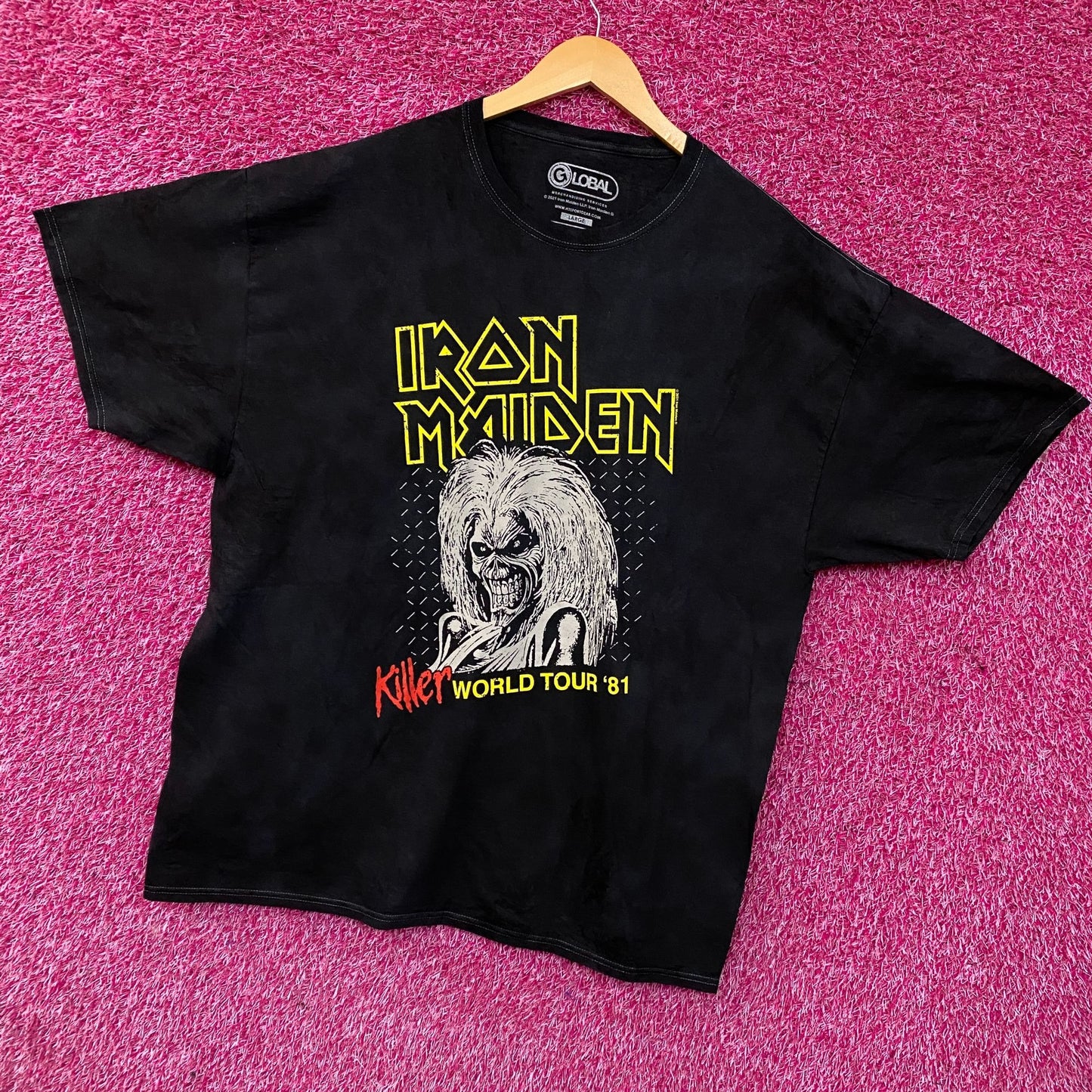 Iron Maiden Killer World Tour '81 Black Tie-Dye T-Shirt Large