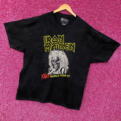 Iron Maiden Killer World Tour '81 Black Tie-Dye T-Shirt Large