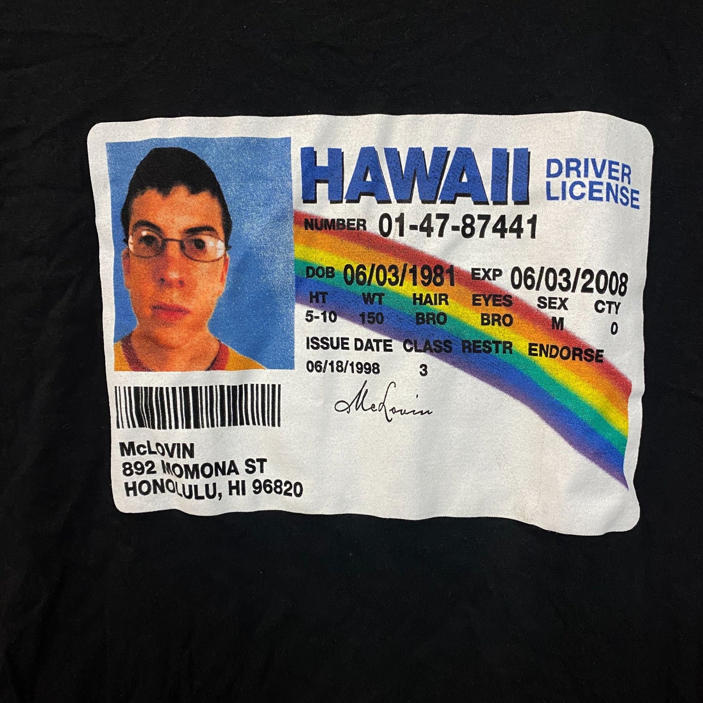 Ripple Junction Superbad McLovin Driver License Graphic T-Shirt Small