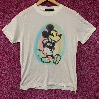 Junk Food Clothing Women's Mickey Old School Spray Paint Vintage Tissue Tee XS