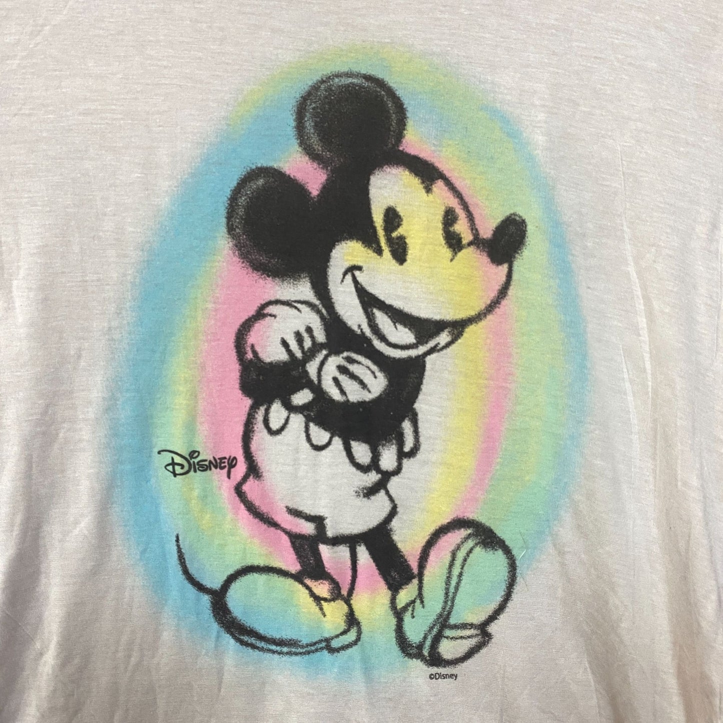 Junk Food Clothing Women's Mickey Old School Spray Paint Vintage Tissue Tee XS