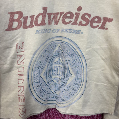 Vintage Budweiser White Crop Top Sweatshirt Small