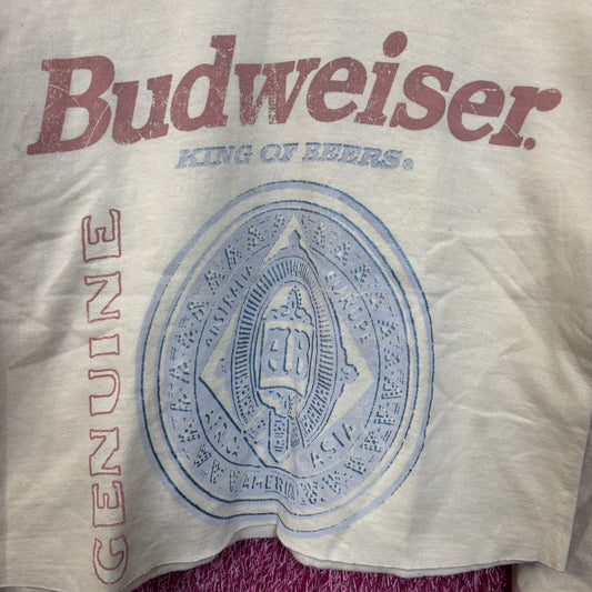 Vintage Budweiser White Crop Top Sweatshirt Small
