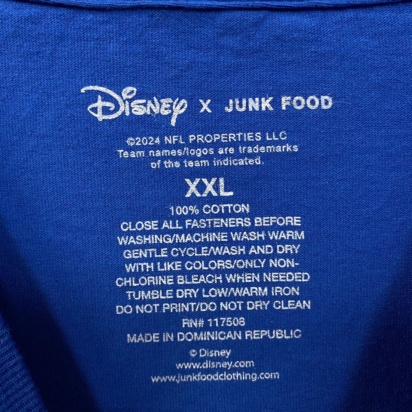 Junk Food X Mickey Mouse NFL Buffalo Bills Blue T-Shirt 2XL