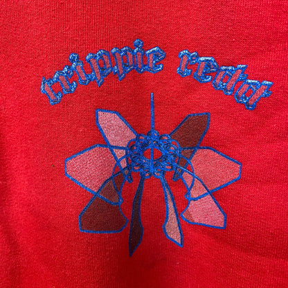 Triple Red Geometric Embroidered Logo Hip Hop Hoodie Large