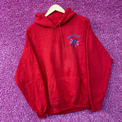 Triple Red Geometric Embroidered Logo Hip Hop Hoodie Large