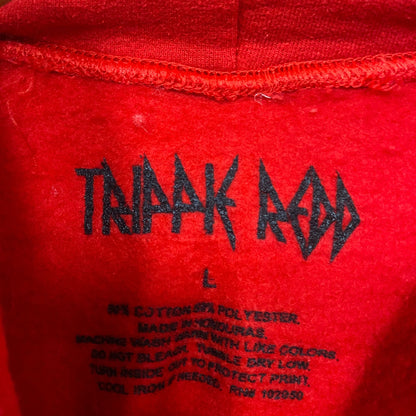 Triple Red Geometric Embroidered Logo Hip Hop Hoodie Large
