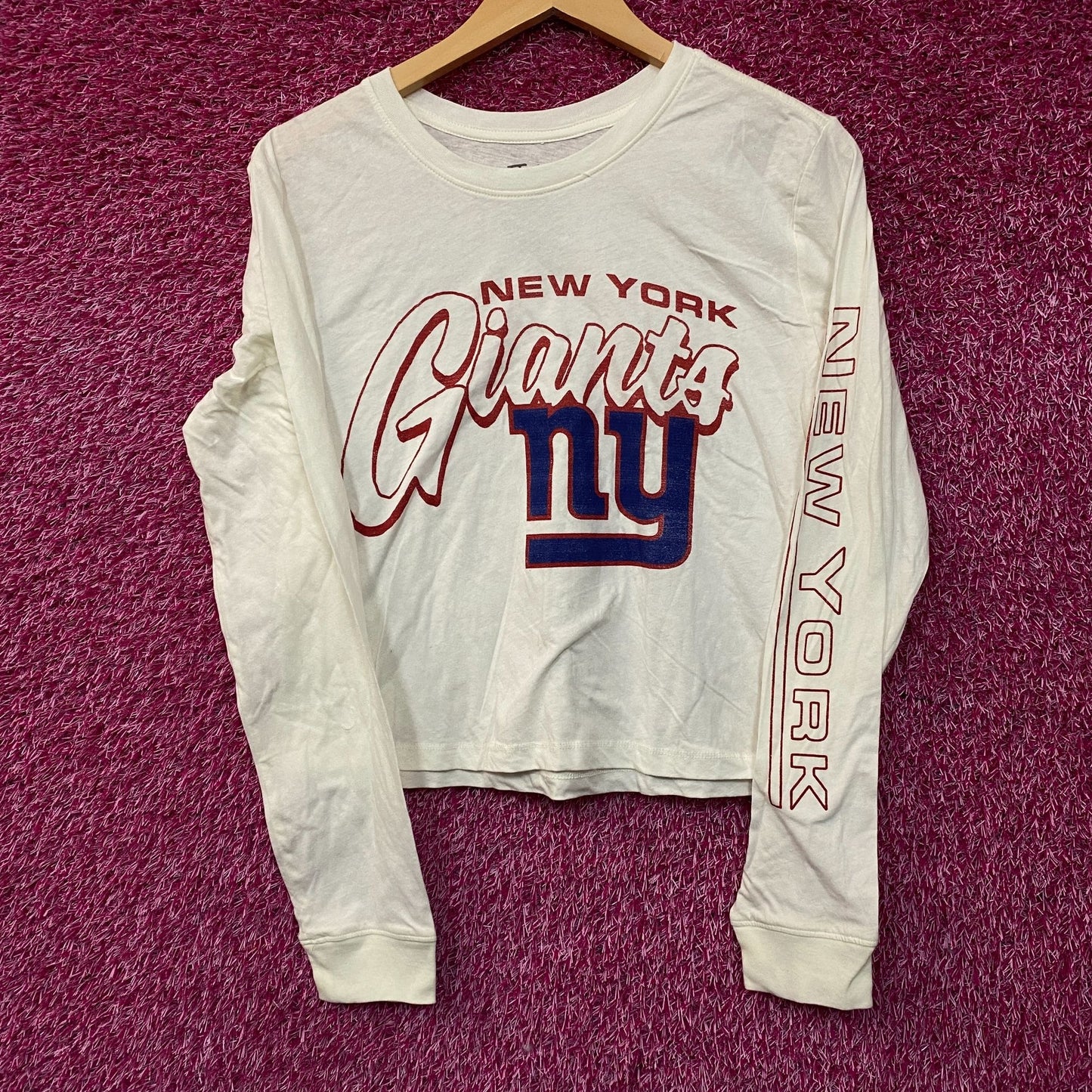 Junk Food Clothing New York Giants Touchdown Long Sleeve Crop Tee XS