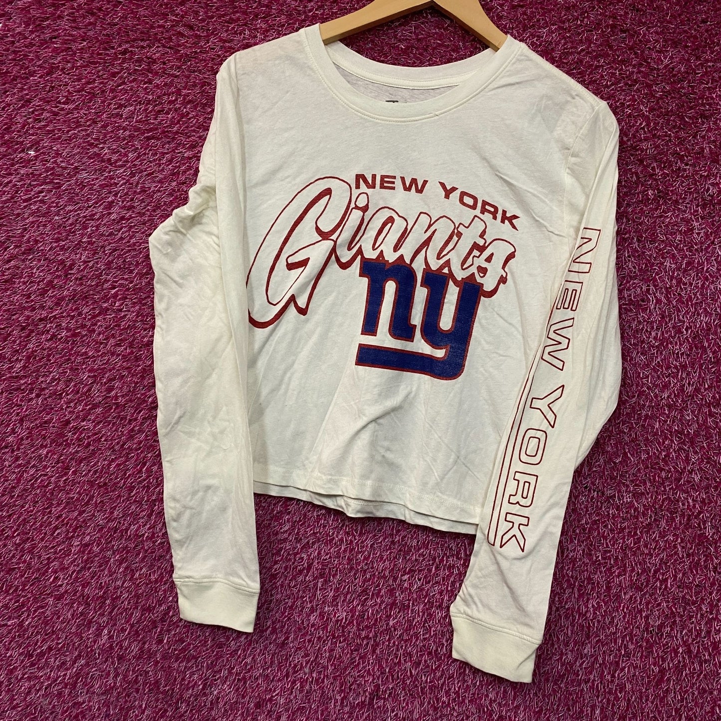 Junk Food Clothing New York Giants Touchdown Long Sleeve Crop Tee XS