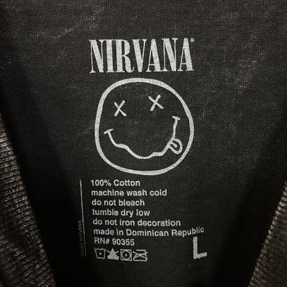 Nirvana Dead Smiley Face Logo Mineral Wash T-Shirt Large