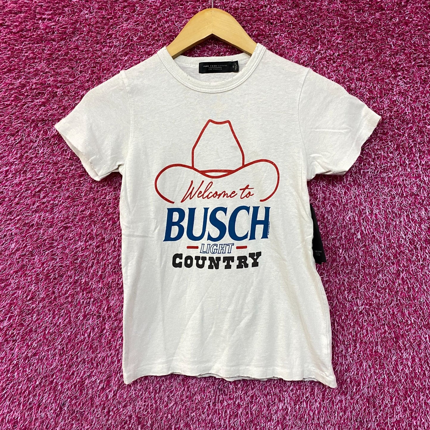 Welcome to Busch Light Country Cowboy Hat White T-Shirt XS
