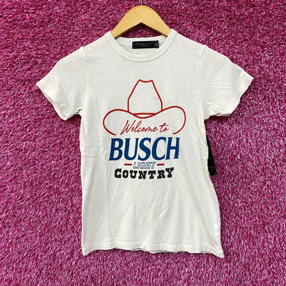 Welcome to Busch Light Country Cowboy Hat White T-Shirt XS
