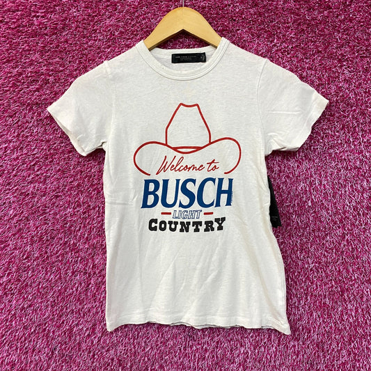 Welcome to Busch Light Country Cowboy Hat White T-Shirt XS