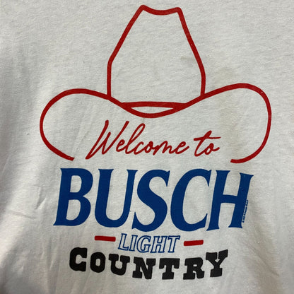 Welcome to Busch Light Country Cowboy Hat White T-Shirt XS