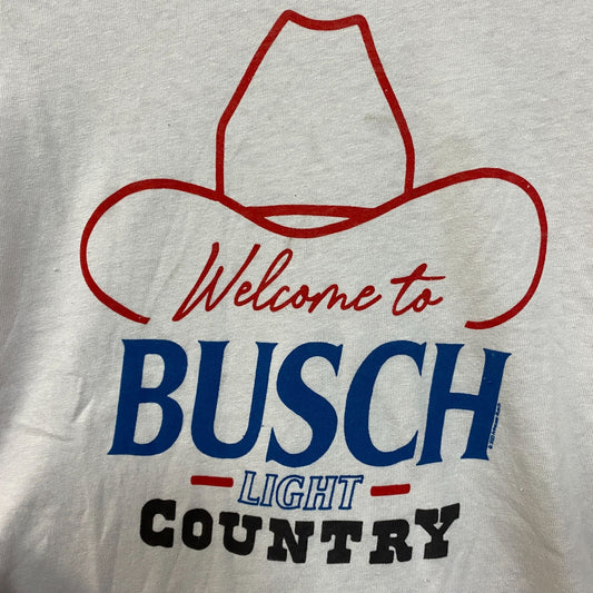 Welcome to Busch Light Country Cowboy Hat White T-Shirt XS