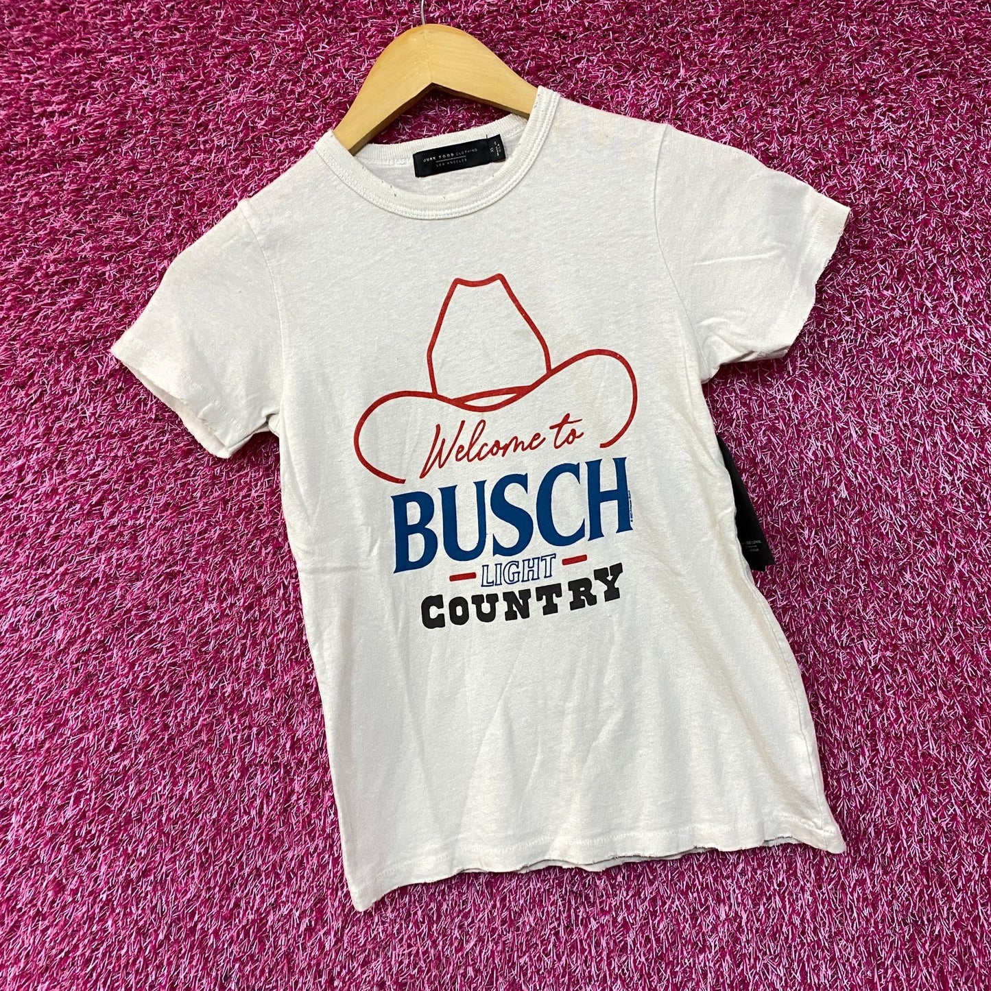 Welcome to Busch Light Country Cowboy Hat White T-Shirt XS