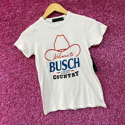 Welcome to Busch Light Country Cowboy Hat White T-Shirt XS