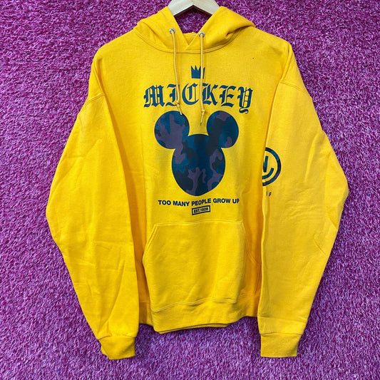 Mickey Mouse logo Too Many People Grow Up Hoodie size Large