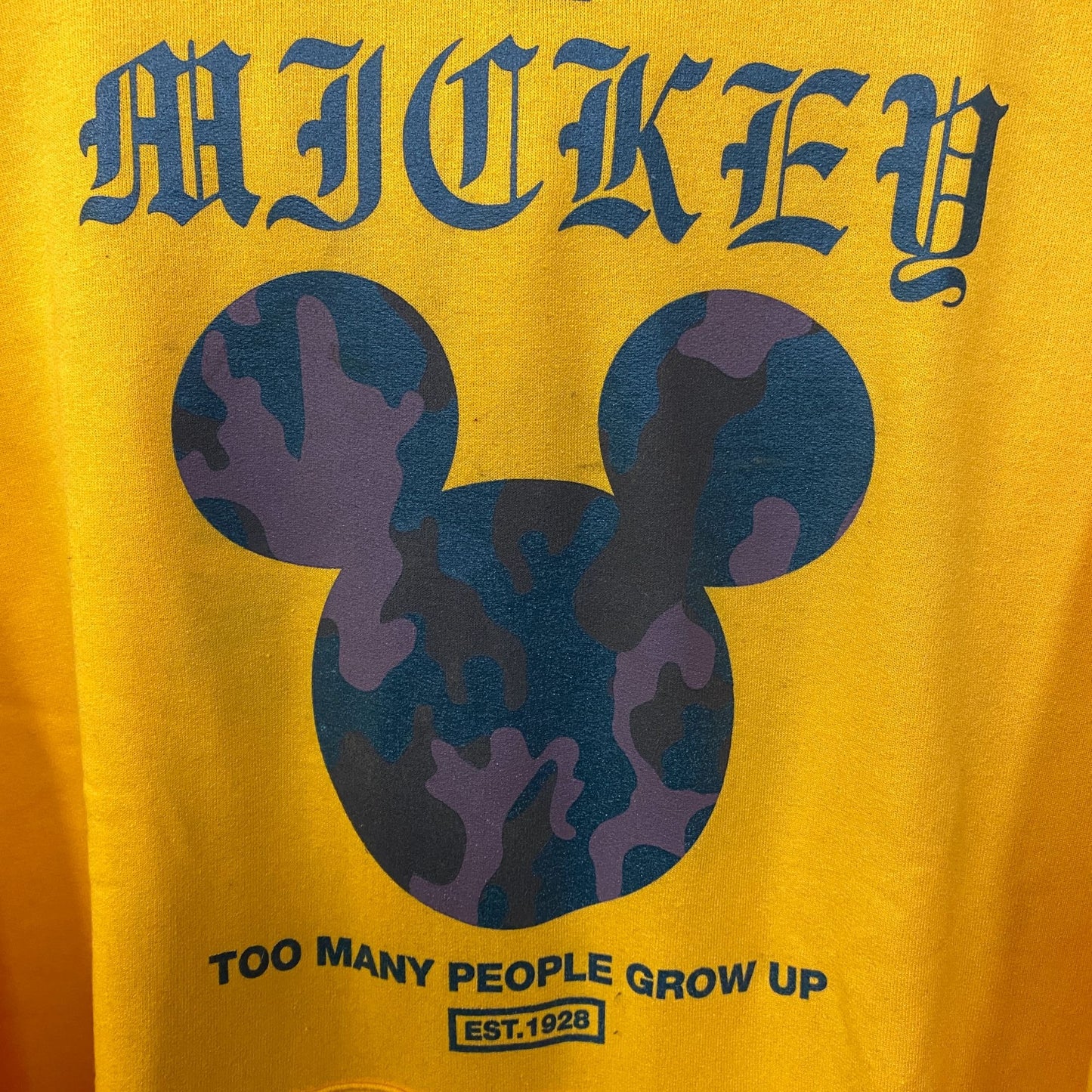 Mickey Mouse logo Too Many People Grow Up Hoodie size Large