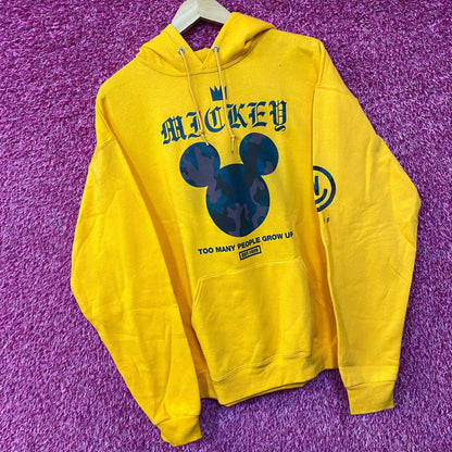 Mickey Mouse logo Too Many People Grow Up Hoodie size Large