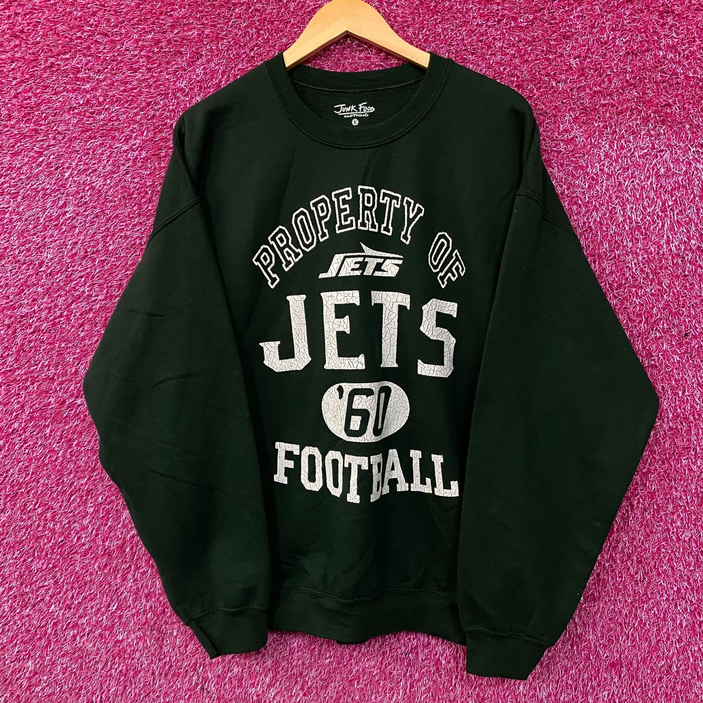 Junk Food Clothing New York Jets Property of Jets NFL Green Sweatshirt Large