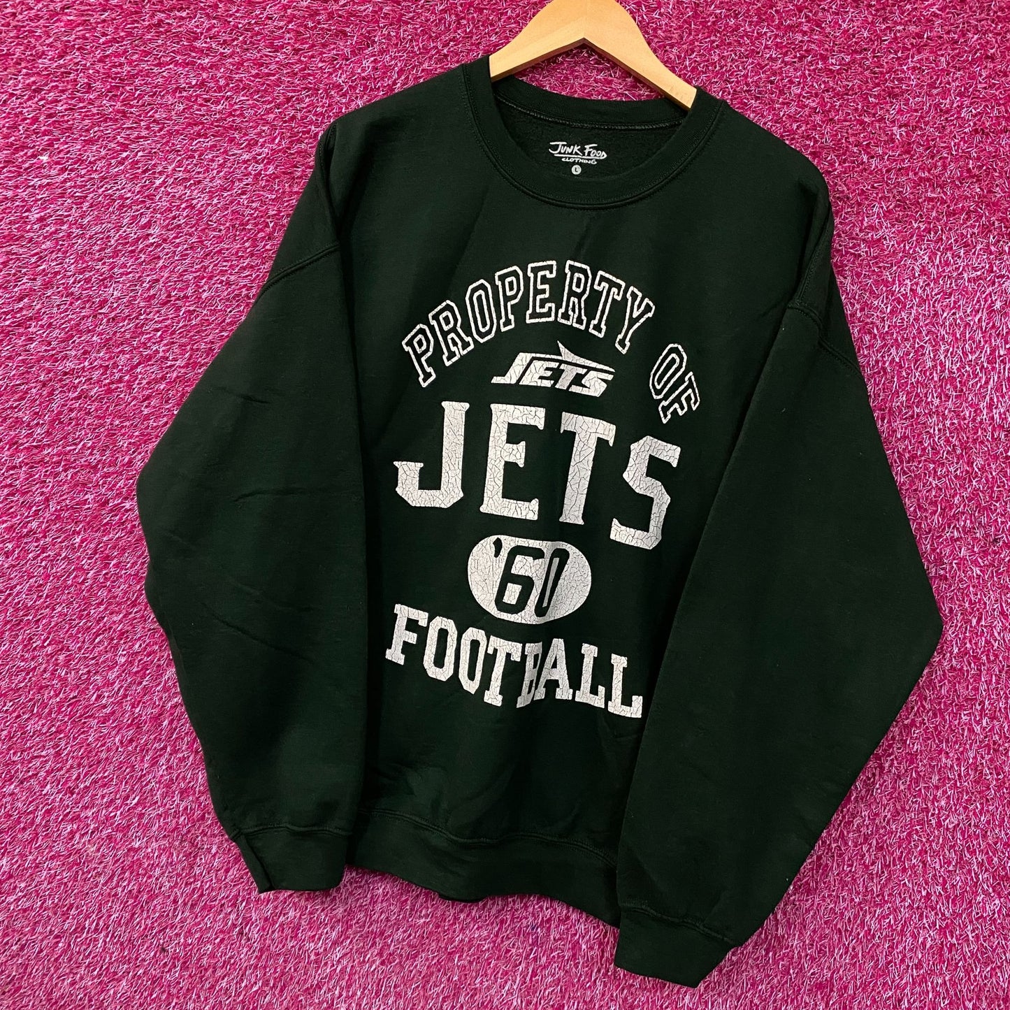 Junk Food Clothing New York Jets Property of Jets NFL Green Sweatshirt Large