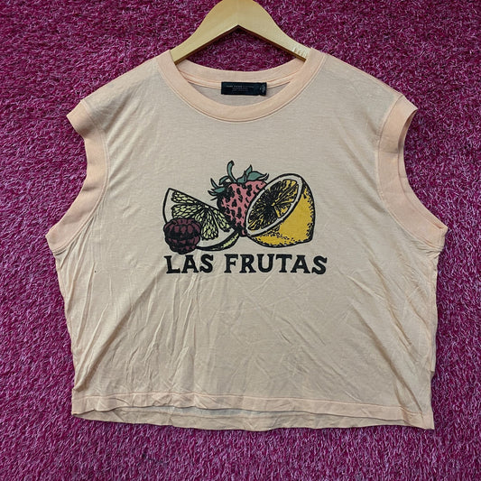 Junk Food Clothing Las Frutas Vintage Style Tissue Women's Crop Tank XL