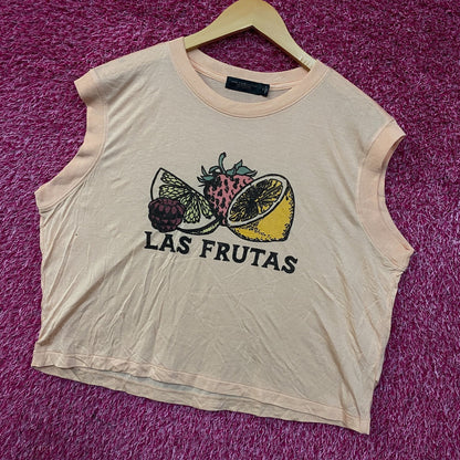 Junk Food Clothing Las Frutas Vintage Style Tissue Women's Crop Tank XL