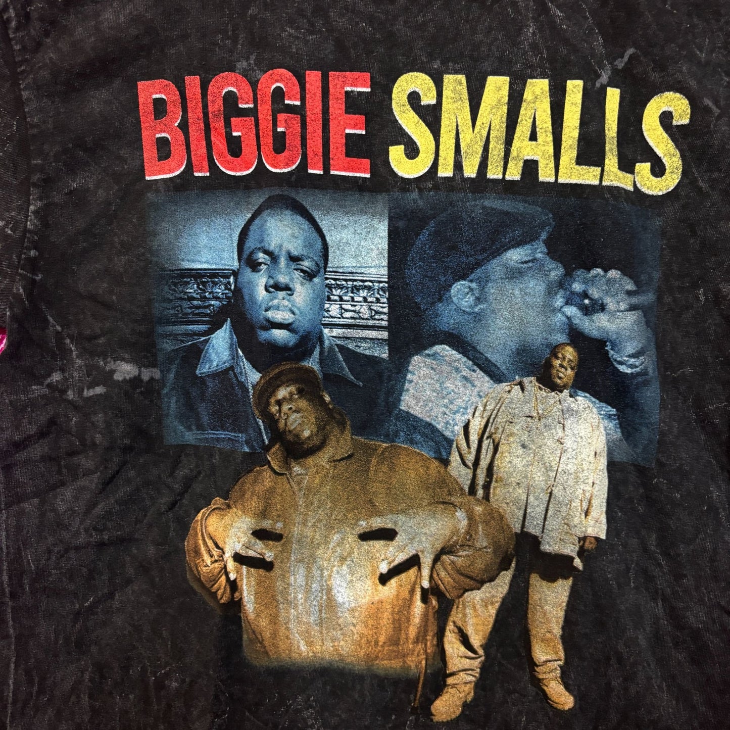 Notorious B.I.G. Biggie Smalls Collage mineral wash rap tee med