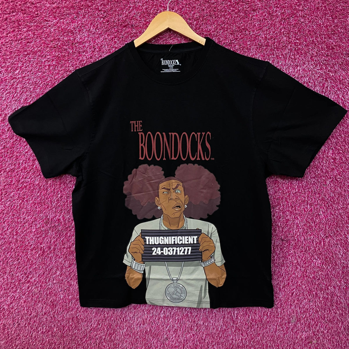 The Boondocks Thugnificent Mugshot Black T-Shirt Large