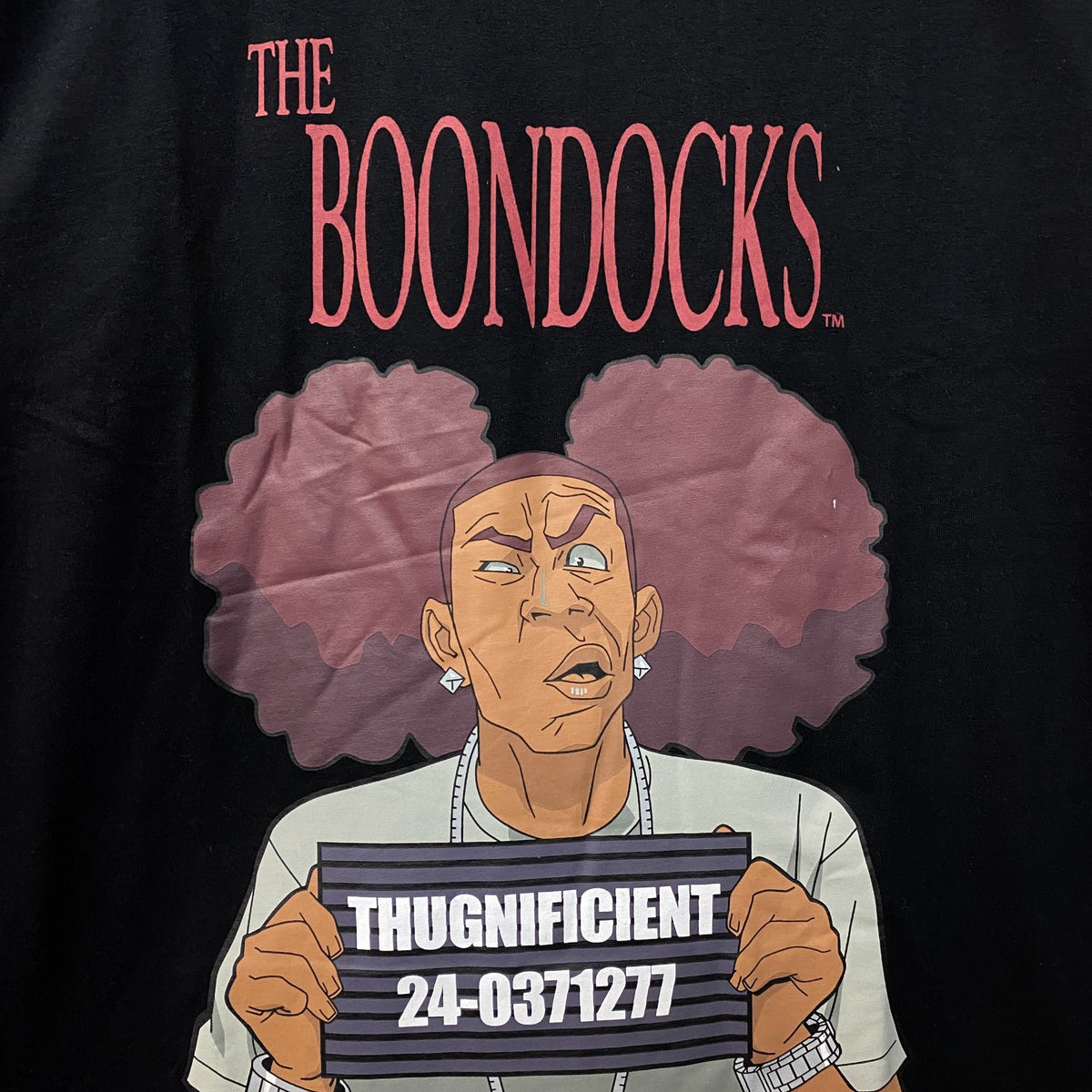 The Boondocks Thugnificent Mugshot Black T-Shirt Large
