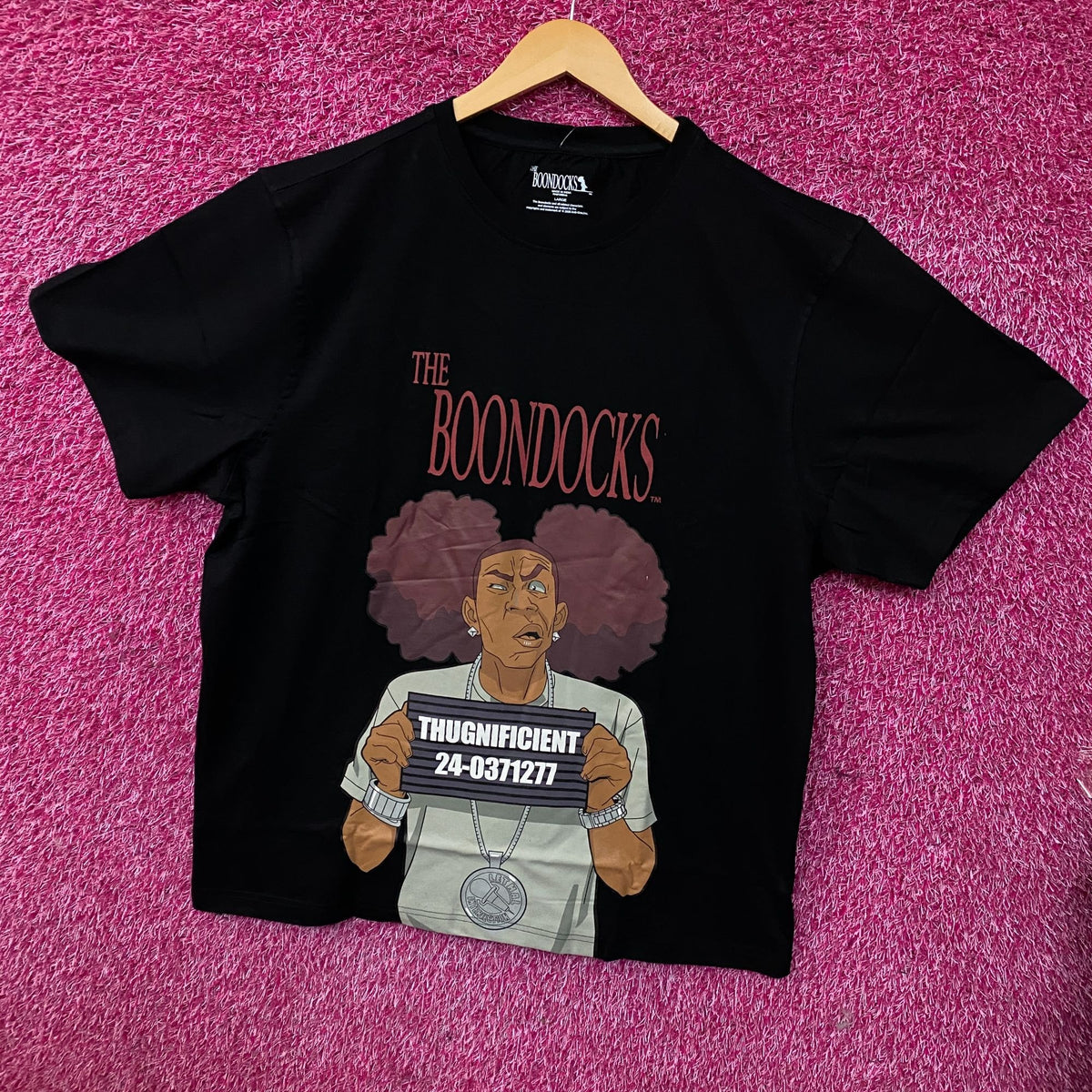 The Boondocks Thugnificent Mugshot Black T-Shirt Large