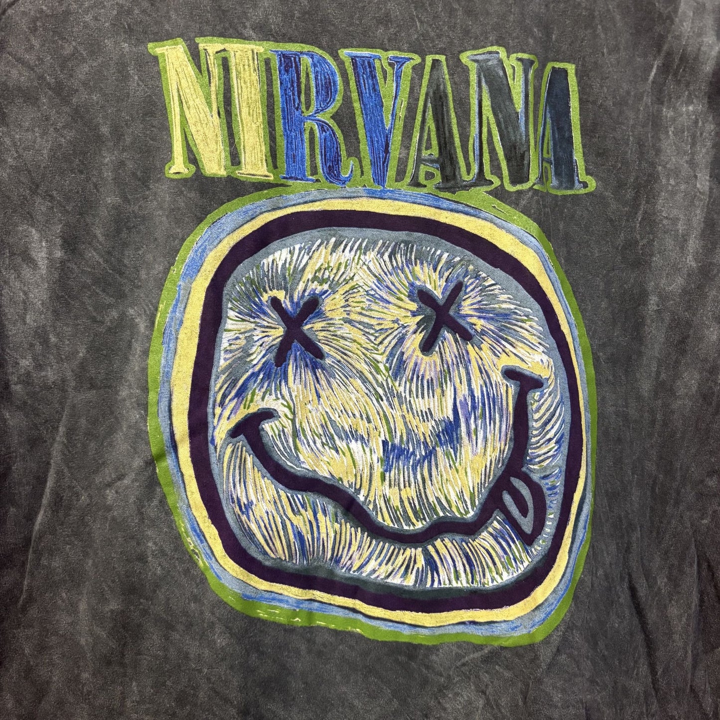 Nirvana Graphic Smiley Face Charcoal T-Shirt XL