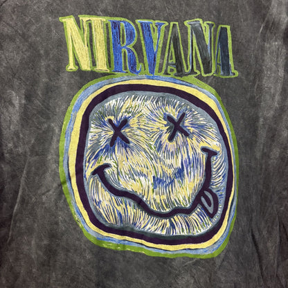 Nirvana Graphic Smiley Face Charcoal T-Shirt XL
