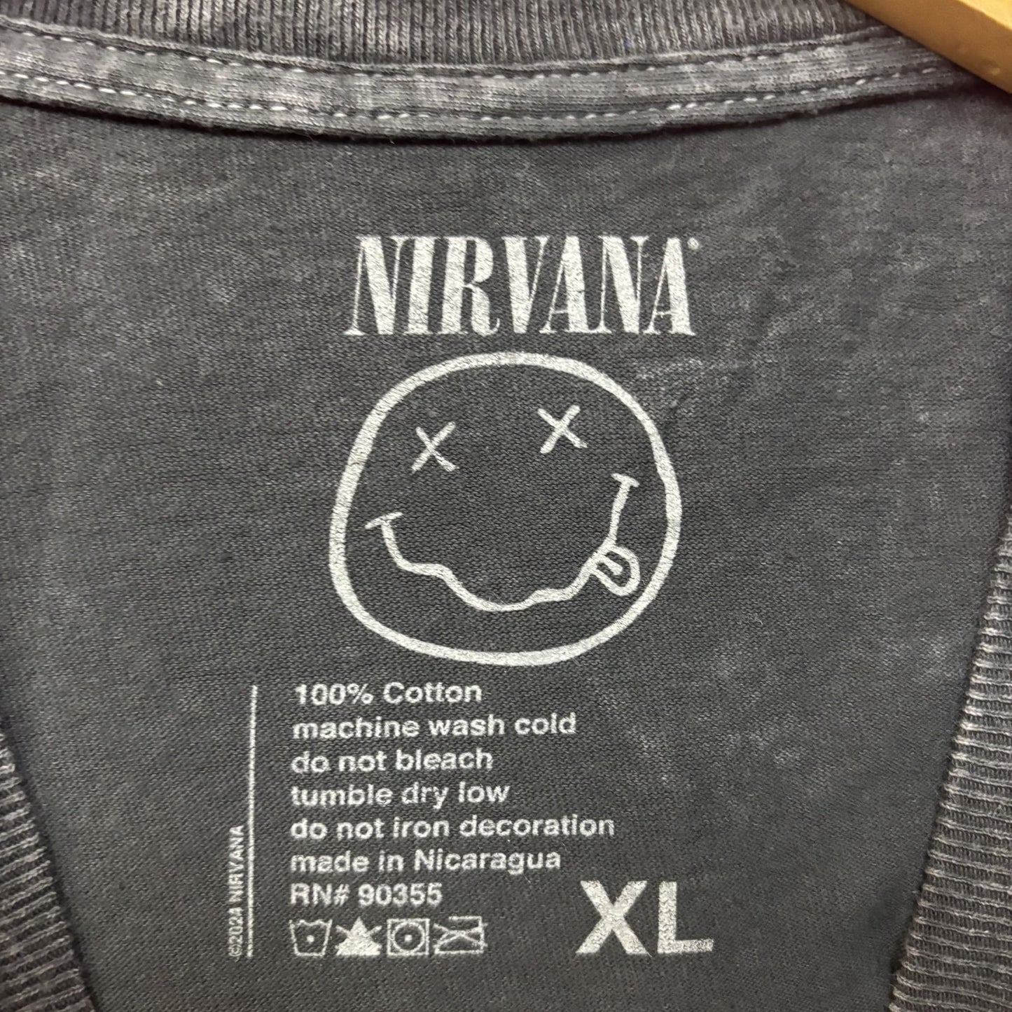 Nirvana Graphic Smiley Face Charcoal T-Shirt XL